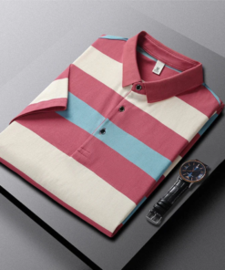 Men's Cotton Stripe Polo T-shirt - Business & Casual