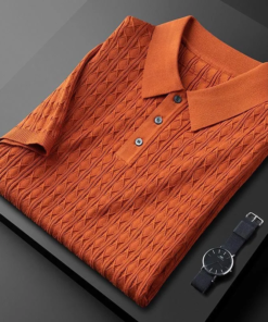Luxury Waffle Jacquard Polo Shirt for Men