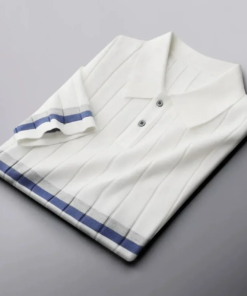 Luxury Striped Lapel Polo Shirt for Men