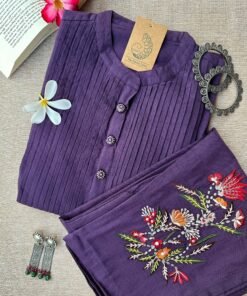 "Abha" Hand Embroidered A line Kurta Set(2 pc)