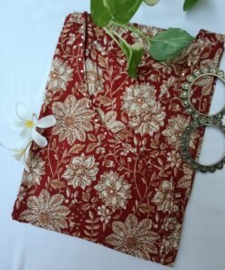 "Teej" Angrakha Floral Cotton Kurta