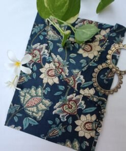 "Haseen" Blue Angrakha Cotton Kurta