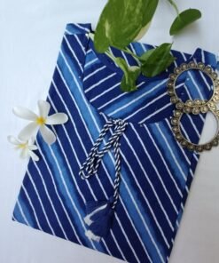 Blue Lehriya Tassel Cotton Kurta