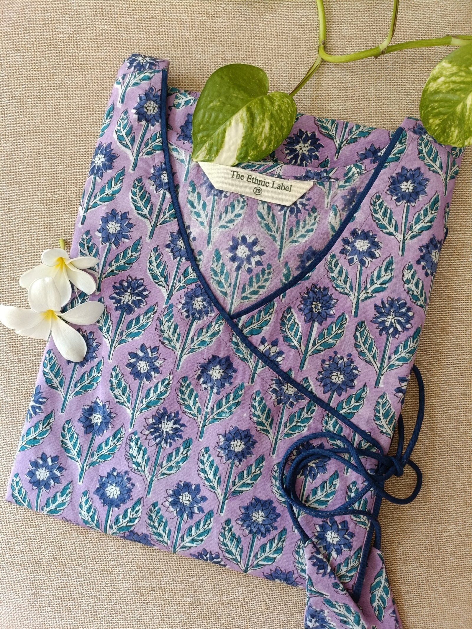 "Mishka" Hand Block Printed Angrakha Cotton kurta