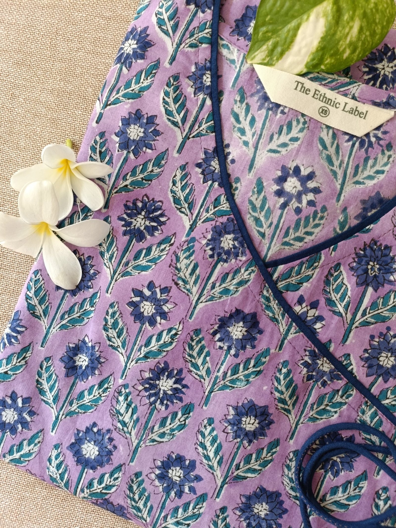 "Mishka" Hand Block Printed Angrakha Cotton kurta - Image 3