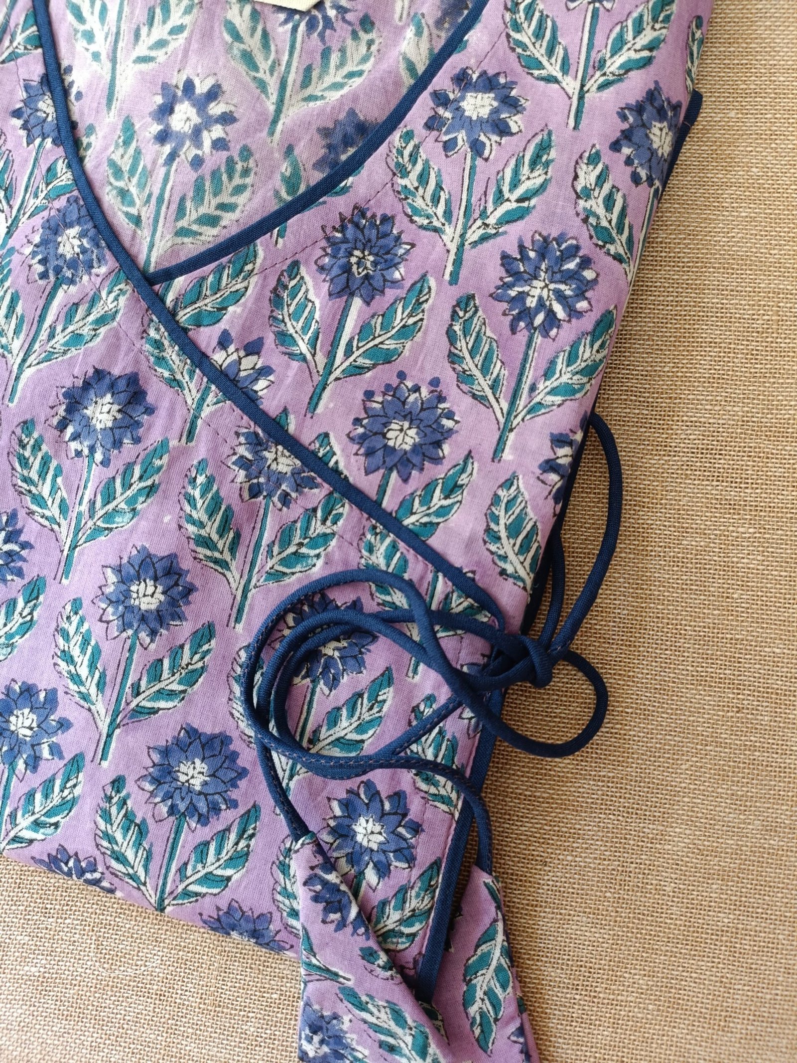 "Mishka" Hand Block Printed Angrakha Cotton kurta - Image 2