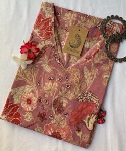Mauve Floral Jaal Cotton Kurta - M