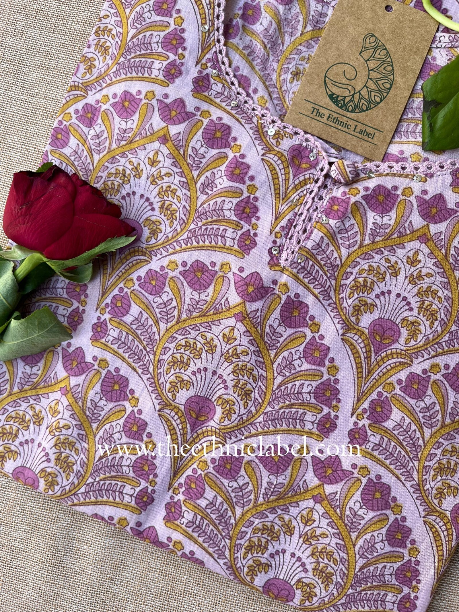 "Sabita" Laced Cotton Kurta - Image 3