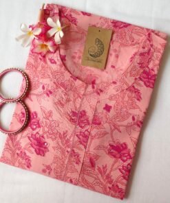 Peach Rose Cotton Kurta - XL