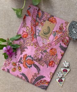 "Pihu" Kantha Hand Block Printed Cotton kurta