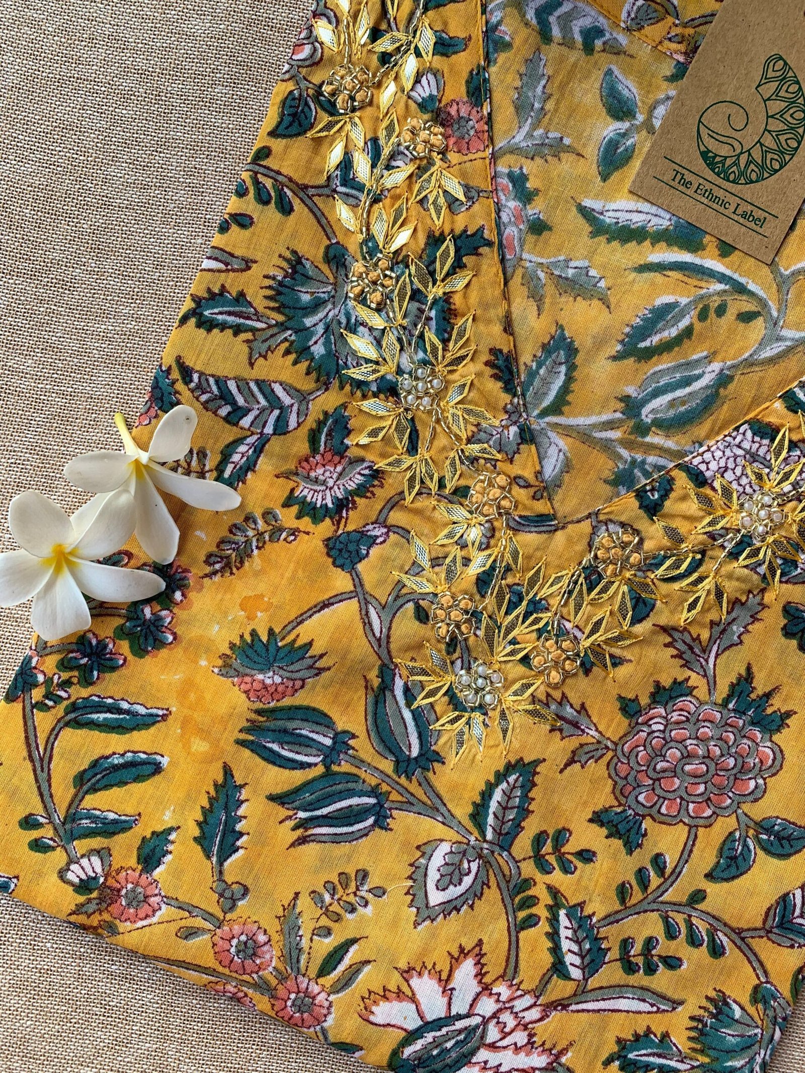 "Netra" Hand Work Embellished Cotton kurta - Image 2