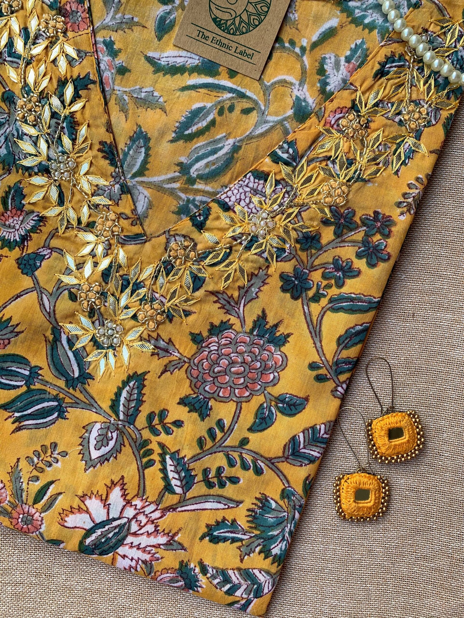 "Netra" Hand Work Embellished Cotton kurta - Image 3