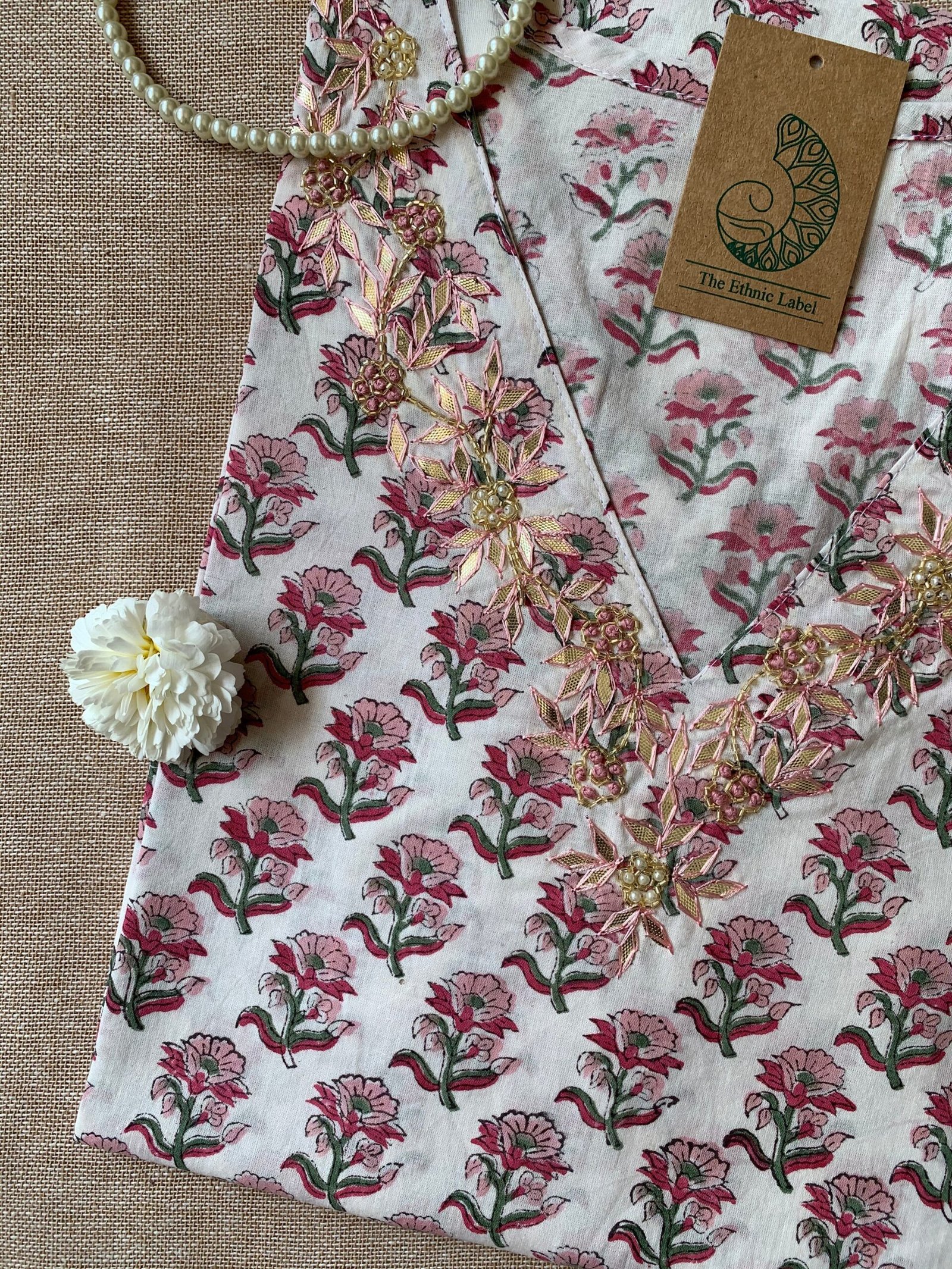 "Ujala" Hand Work Cotton kurta - Image 2