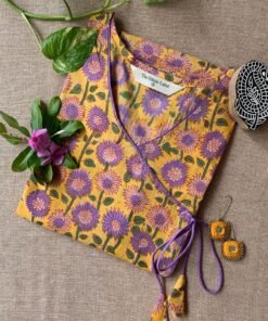 "Atreyi" Hand Block Printed Angrakha Cotton kurta