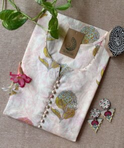"Ojaswi" Hand Block Printed Floral Cotton kurta