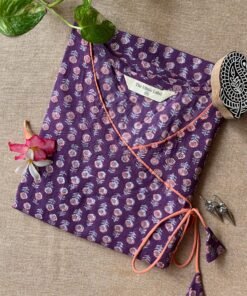 "Ekaja" Hand Block Printed Angrakha Cotton kurta