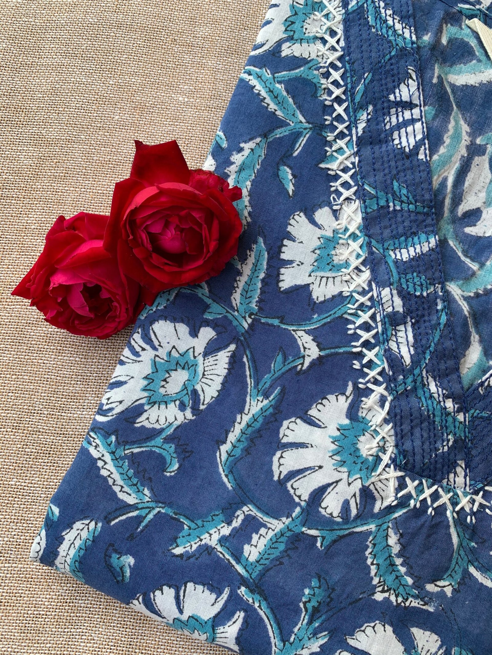 "Baadal" Indigo Hand Block Printed Cotton kurta - Image 4