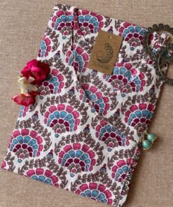 "Orchid" Blue Pink Angrakha Cotton Kurta - M
