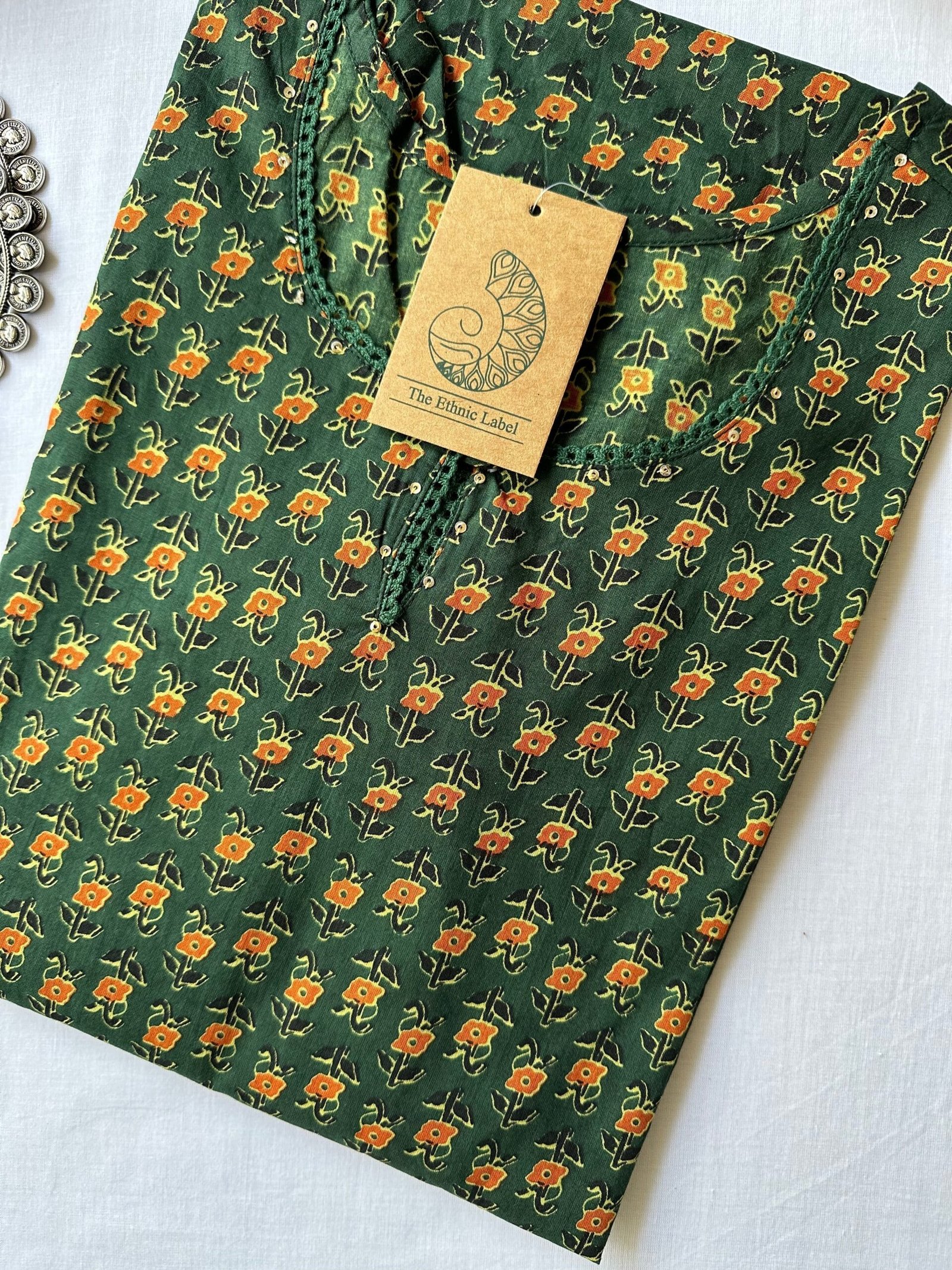 "Veera" ajrakh Hand block printed Cotton kurta - Image 3