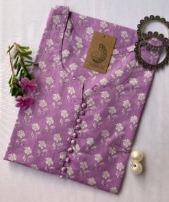 Hand Block Printed "Daisy" Lavender Cotton Kurta
