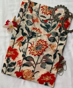 Cream Floral Bird Cotton Kurta