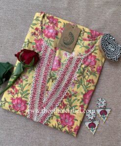 "Bhuvi" Floral Laced Cotton kurta