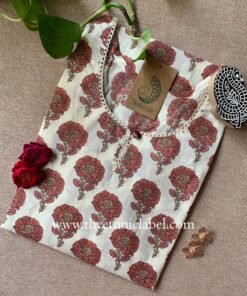 "Roja" Hand Block Printed Laced Cotton kurta