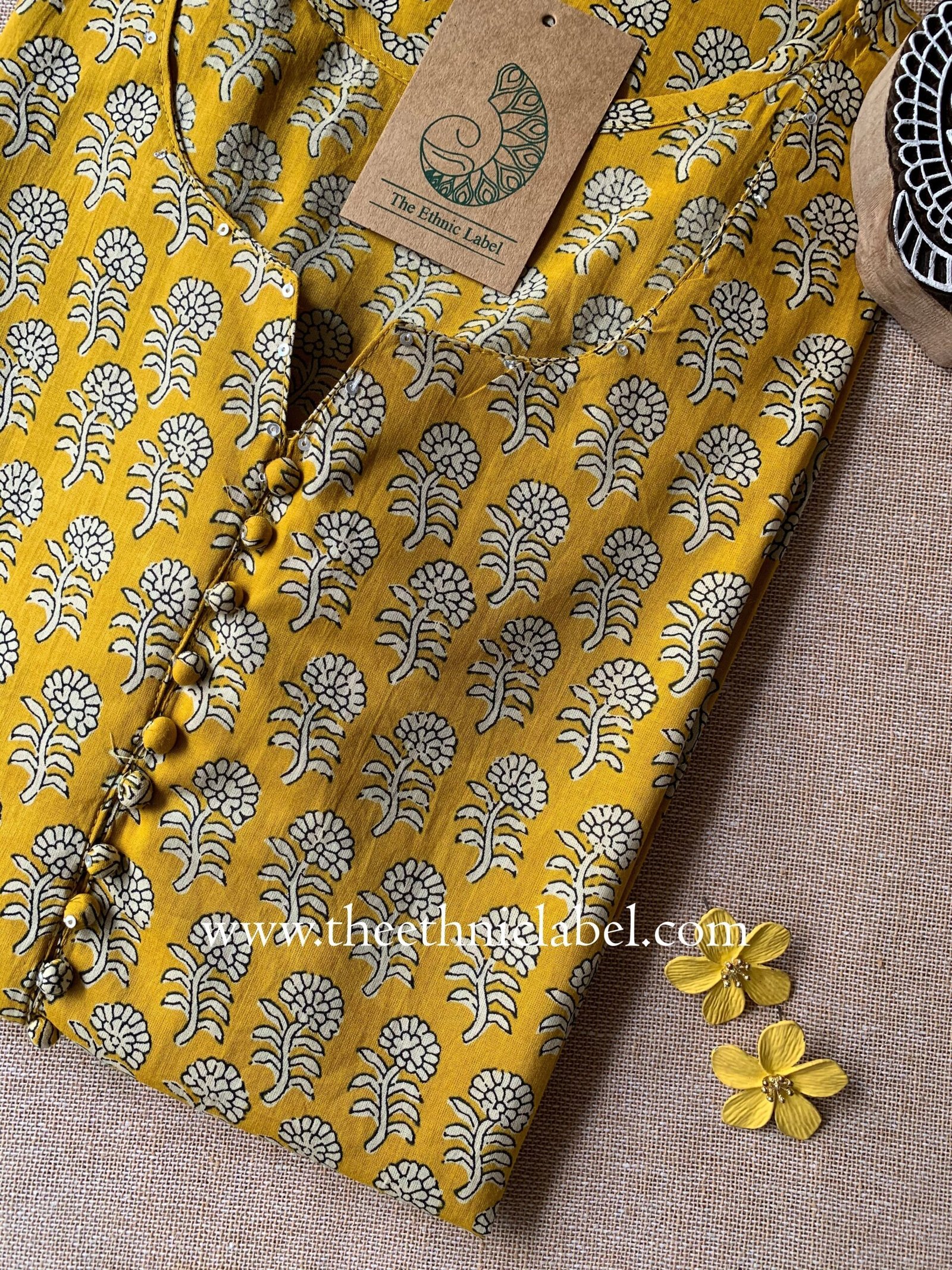 "Drishti" Bagru Hand Block Printed Cotton kurta - Image 3