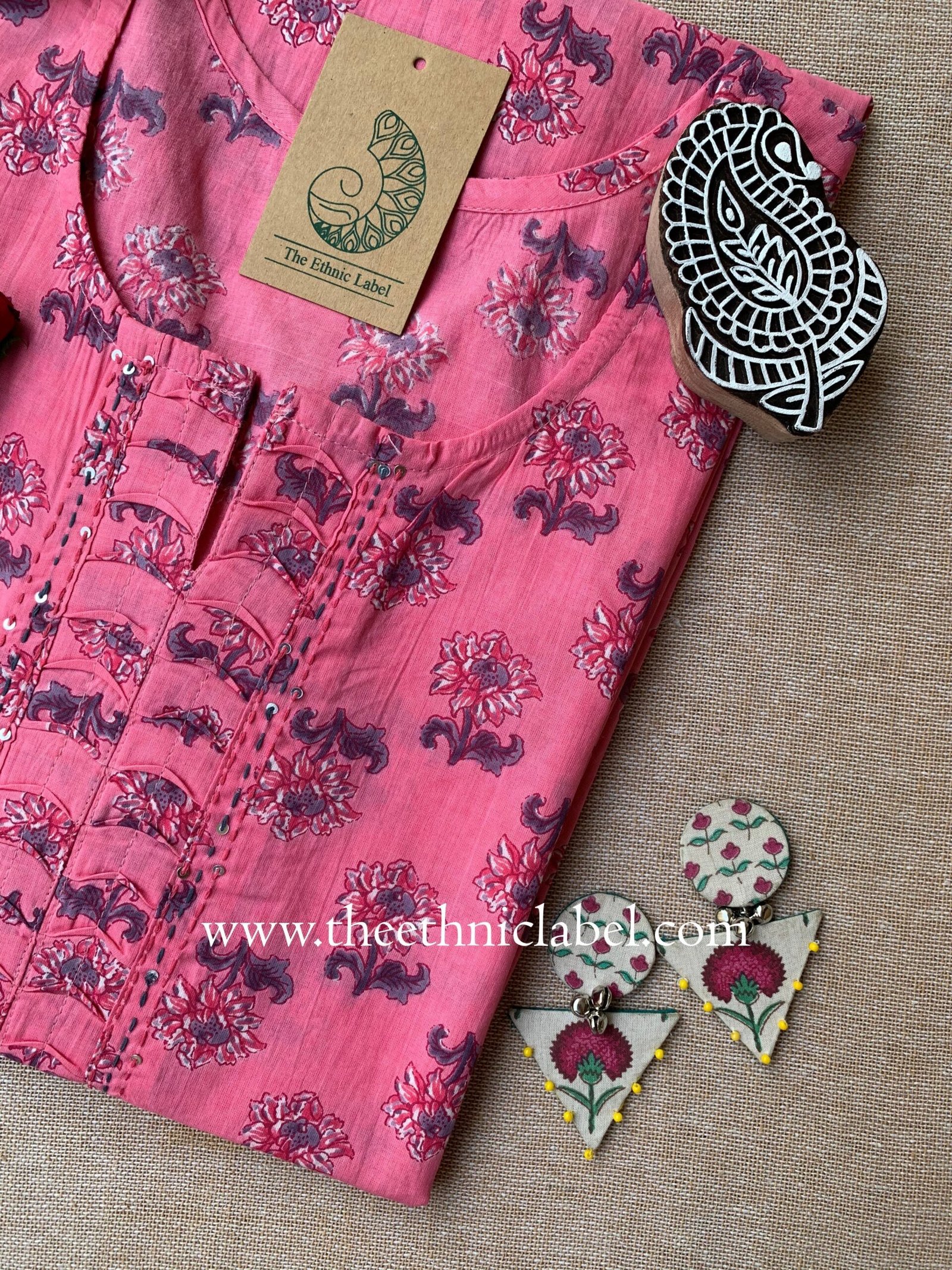 "Laakini" Boota Cotton kurta - Image 3
