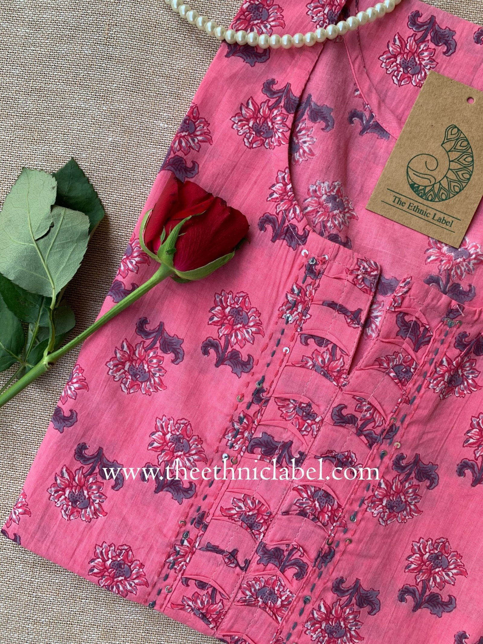 "Laakini" Boota Cotton kurta - Image 4
