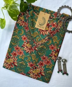 Sea Green Sanganeri Hand Block Printed Cotton kurta