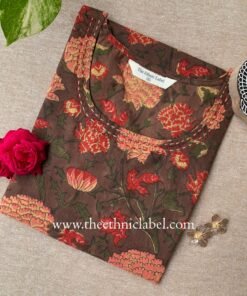 "Dharma" Hand Block Printed Kantha Cotton kurta