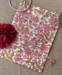 "Narayani" Hand Embroidered Block Printed Cotton kurta
