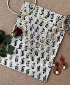 "Tarifa" Hand Embroidered Block Printed Cotton kurta