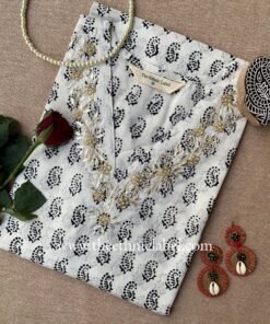 "Samriddhi" Hand Embroidered Block Printed Cotton kurta
