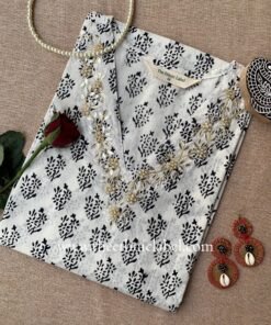 "Maria" Hand Embroidered Block Printed Cotton kurta