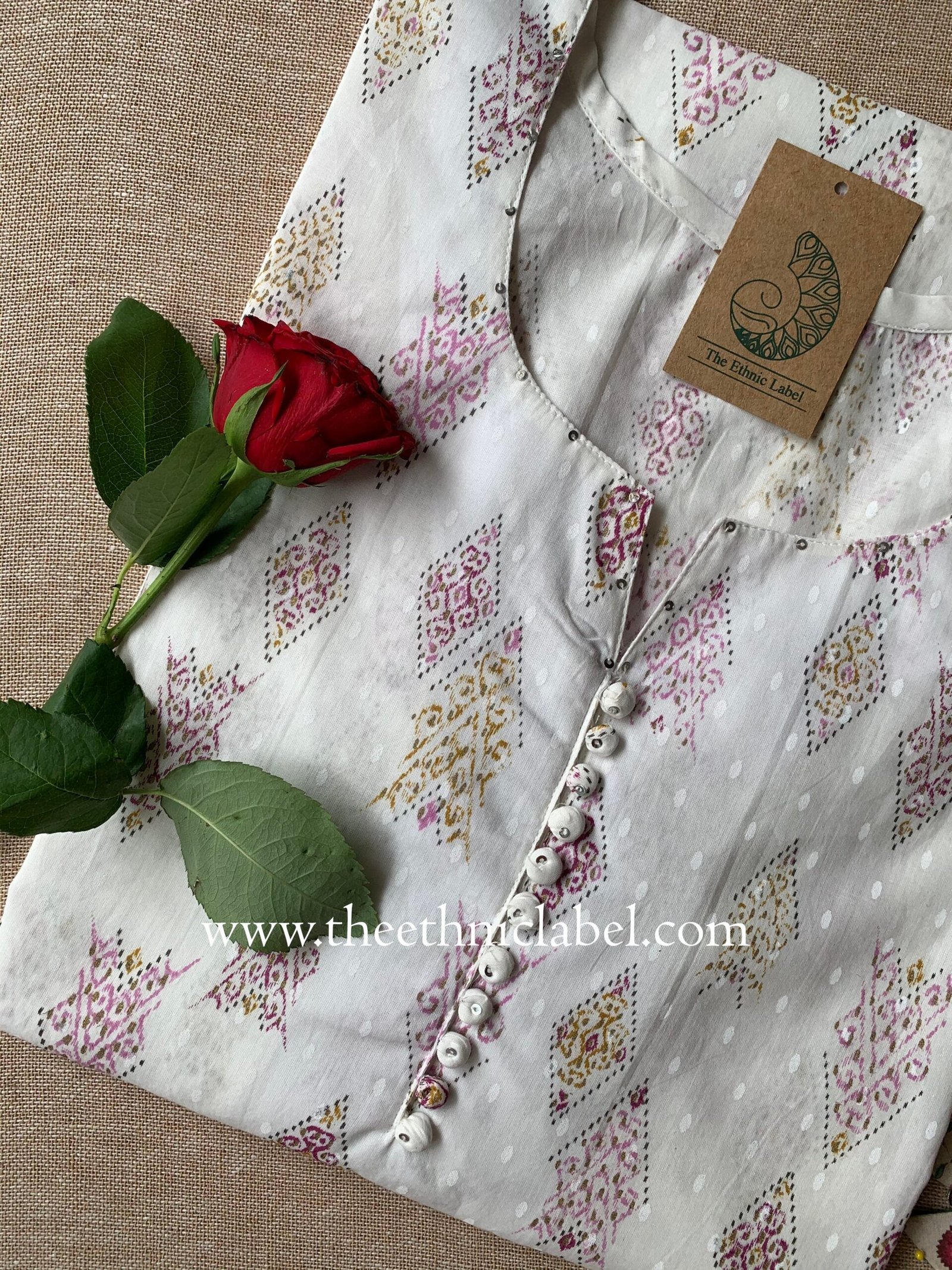"Sugandha" Buttoned Cotton kurta - Big Size - Image 3