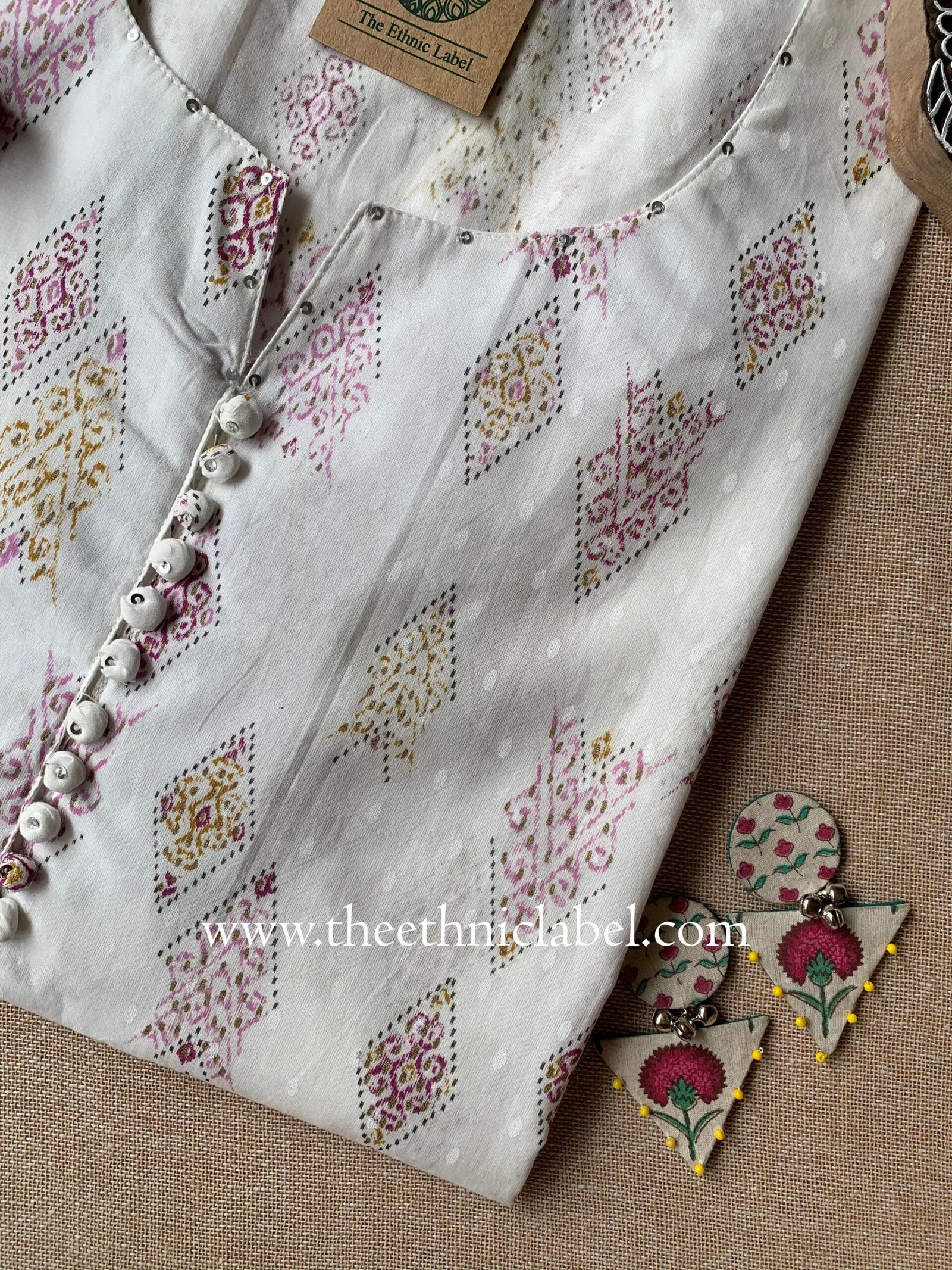 "Sugandha" Buttoned Cotton kurta - Big Size - Image 2