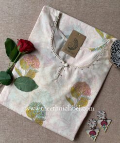 "Avani" Floral Laced Cotton kurta - Big Size