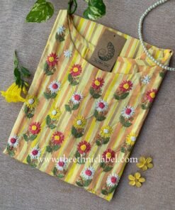 "Aabharan" Yellow Embroidered Cotton kurta