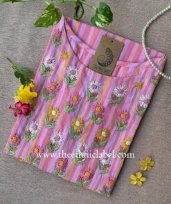 "Aabharan" Pink Embroidered Cotton kurta