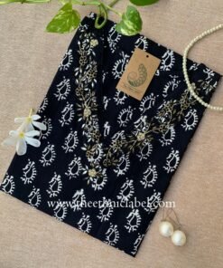 "Fara" Hand Embroidered Block Printed Cotton kurta