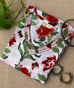 "Kasturi" Hand Block Printed Kantha Cotton kurta