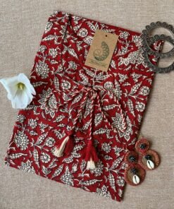 Maroon Bagru Tassel Cotton Kurta