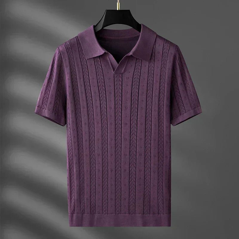 men's summer new trend jacquard French style polo T-shirt - Image 3