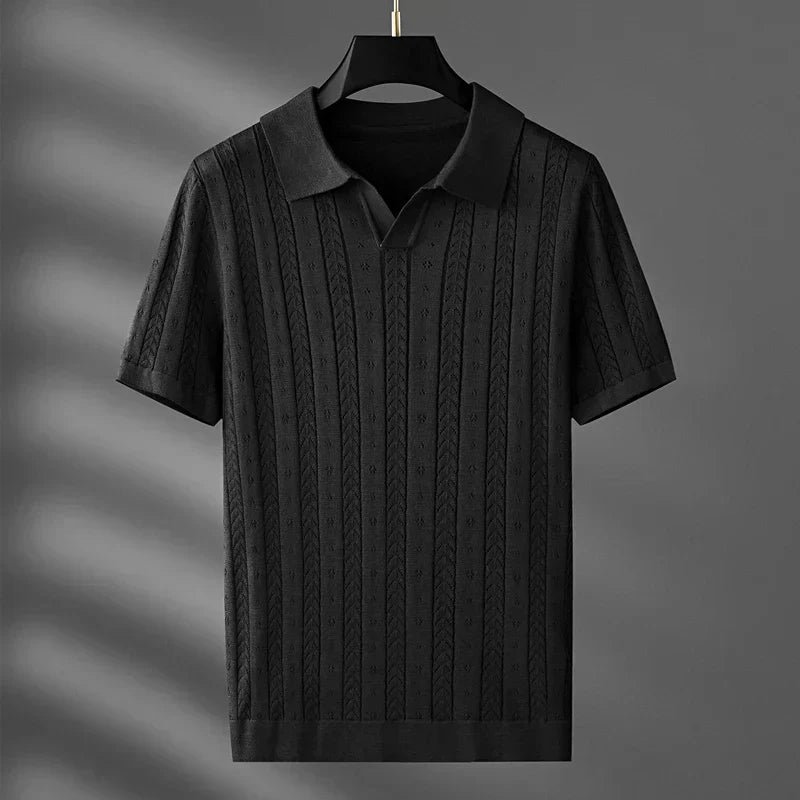 men's summer new trend jacquard French style polo T-shirt - Image 5