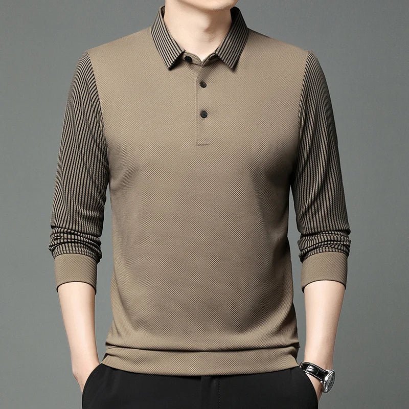 Men's Striped Lapel Fashionable Polo T-shirts - Image 3