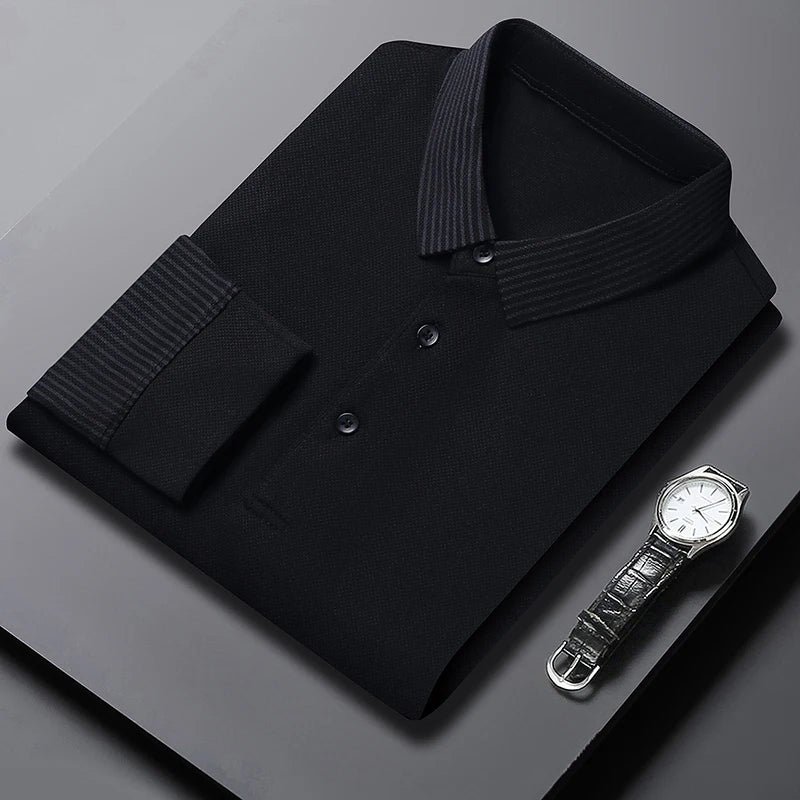 Men's Striped Lapel Fashionable Polo T-shirts - Image 12