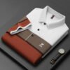 Premium striped M-line embroidery short sleeve polo T-shirt