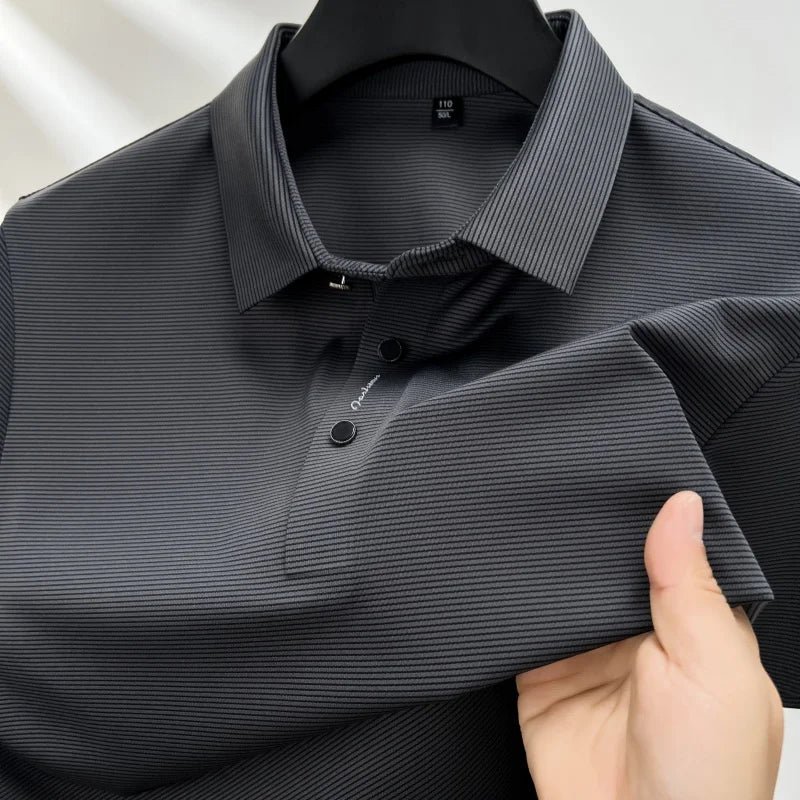 Short sleeved High Textured Letter Men's polo T-shirt - Image 10